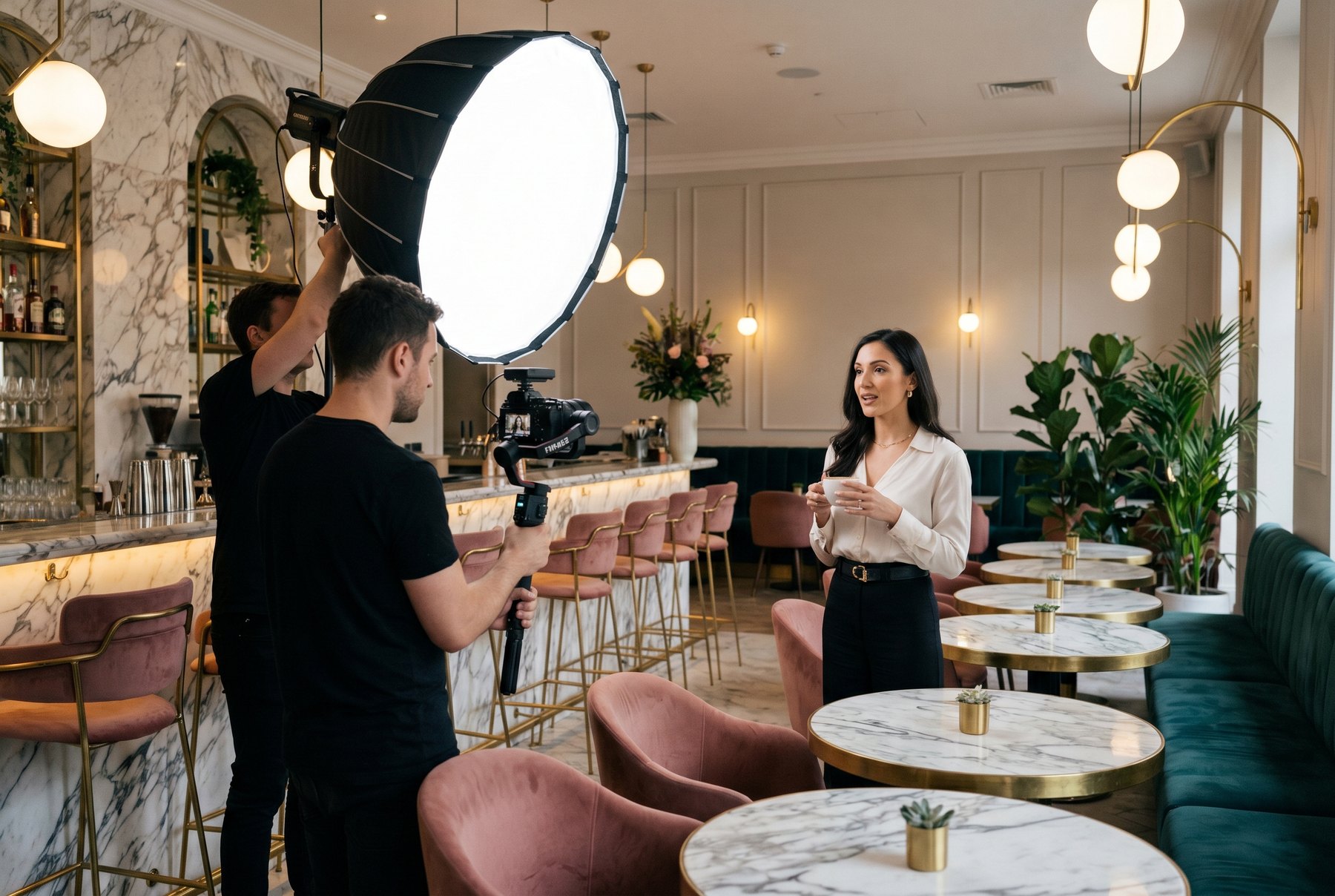 Content Day Produktion in einem lokalen Café